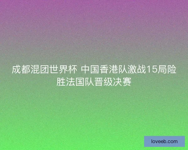 成都混团世界杯 中国香港队激战15局险胜法国队晋级决赛
